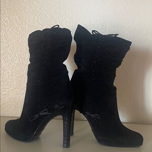 Gucci Black Suede + Snakeskin Heeled Boots size 9